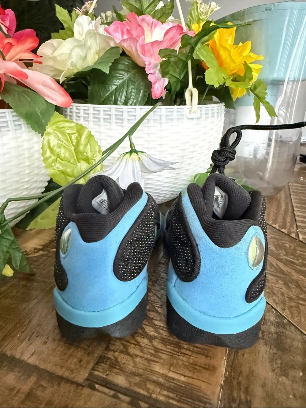 Jordan Kids Black and Turquoise Low-Top Sneakers - Picture 3 of 7